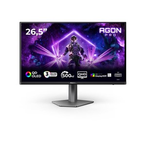 AOC AGON PRO AG276QKD2 computer monitor 67.3 cm (26.5) 2560 x 1440 pixels Quad HD QD-OLED Black, Grey