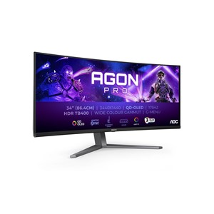 AOC AGON PRO AG346UCD computer monitor 86.4 cm (34) 3440 x 1440 pixels Wide Quad HD QD-OLED Black, Grey