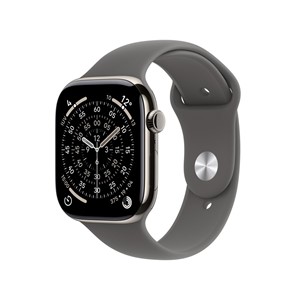 Apple Watch Series 11 GPS + Cellular 46mm Natural Titanium Case with Stone Grey Sport Band - S /M