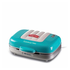 Ariete 1972 Sandwiches & Cookies Party Time, Multifunction Electric Griddle, 700 Watt, 3 non-stick and interchangeable plates, Blue