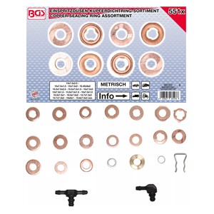 BGS Asortiman bakrenih brtvi za mlaznice injektora | 551-dijelni