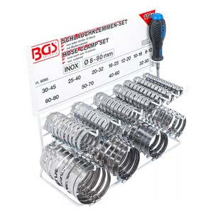 BGS Asortiman stezaljki crijeva | nehrđajući čelik | na ploči | 111-dijelni