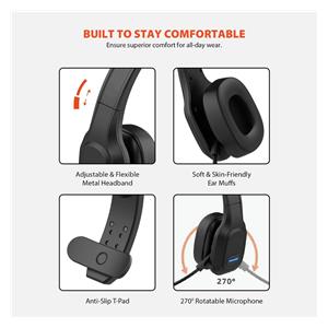 Audiocore 74452 Bluetooth Headset Headphone Noise Reuction Microphone Call CenterGoogle Siri Office Wireless 8