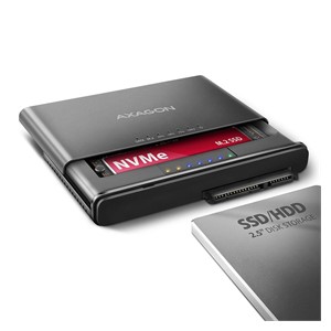 Axagon ADSA-CC USB-C 10Gbps - NVMe M.2 SSD & SATA 2.5 /3.5 SSD /HDD CLONE MASTER 2 - Digital /Daten - NVMe USB 3.2 Gen 2 (3.1 Gen 2) Type-C Black