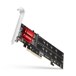 Axagon PCEM2-ND PCIe x8 - dual M.2 NVMe M-key slot adapter, RAID, dataswitch, w. SP & LP