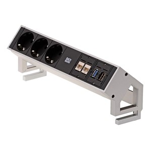 Bachmann 3x Schuko 2x CAT6 1x HDMI, 1x USB3.0 power extension 1.5 m 3 AC outlet(s) Black, Stainless steel