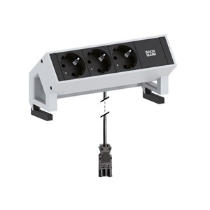 Bachmann Desk2 socket-outlet 3 x Type F Black, Stainless steel