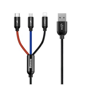 BASEUS Colorfone CAMLT-BSY01 USB cable 1.2 m USB A 3 x USB C Black, Red, Blue