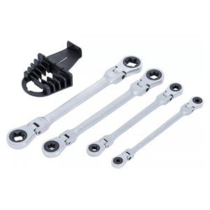 BGS Set dvostrukih okastih ustavljačkih ključeva | podesiv | s prstenastim E-profilom | E6 - E24 | 4-dijelni