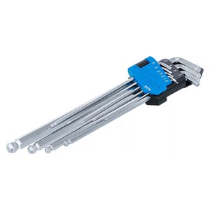 BGS Set kutnih steznih ključeva | ekstra dugi + ekstra kratki | unutarnji šesterokut /unutarnji šesterokut s kuglastom glavom 1,5 - 10 mm | 9-dijelni