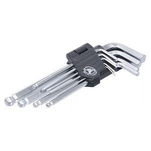 BGS Set kutnih steznih ključeva | unutarnji šesterokut /unutarnji šesterokut s kuglastom glavom 1,5 - 10 mm | 9-dijelni