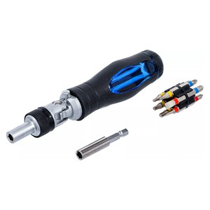 BGS Set za savinuti odvijač bitova | s ustavljačkom zakretnom ručkom, prebaciv | 14-dijelni