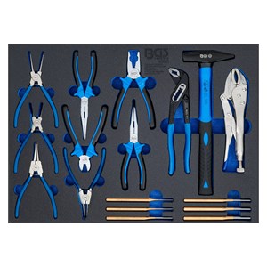 BGS Uložak za radionička kolica 3 /3: set čekića, kliješta i gurača rascjepki | 17-dijelni