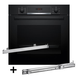BOSCH HBA514BB3 oven + BOSCH HEZ538000 single-level telescopic runners