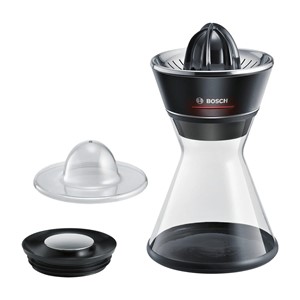 Bosch MCP72GPB citrus press Plastic, Stainless steel Black, Transparent