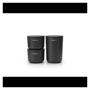 Brabantia set 3 lončkov za kopalnico siv