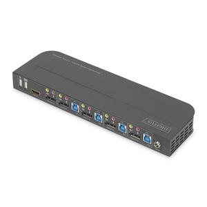 DIGITUS KVM-Switch 4-Port 4K60Hz, 4xDP in, 1xDP/HDMI out 2
