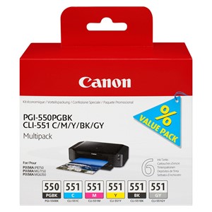 Canon PGI-550 /CLI-551 PGBK /C /M /Y /BK /GY