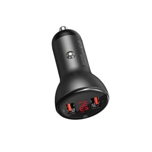 Car charger Baseus with display, 2x USB, 4.8A, 24W (gray)