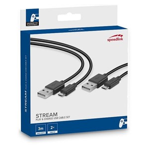 Speedlink STREAM Play & Charge USB Cable Set for PS4 black