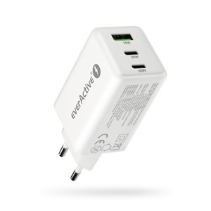 Charger GaN 1 x USB, 2 x USB-C Quick Charge 4+ 65W white