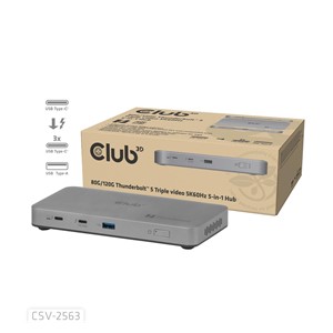 CLUB3D CSV-2563 5-1 Thunderbolt™ 5 Hub Triple video 5K60Hz Thunderbolt™ Share Certifi ed 180W