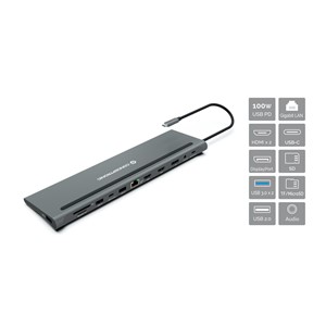 Conceptronic DONN17G laptop dock /port replicator Wired USB 3.2 Gen 1 (3.1 Gen 1) Type-C Grey