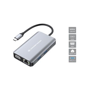 Conceptronic DONN21G laptop dock /port replicator Wired USB 3.2 Gen 1 (3.1 Gen 1) Type-C Grey