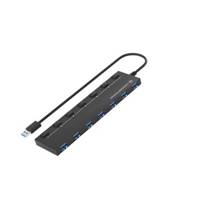 Conceptronic HUBBIES19BP 7-Port USB 3.0 HUB with Power Adapter, 90cm Cable, Individual Power Switch, USB 3.2 Gen 1