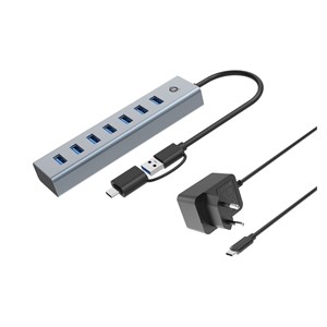 Conceptronic HUBBIES21GP 7-Port USB 3.0 Hub with Power Adapter, 5Gbps, USB-A x 7