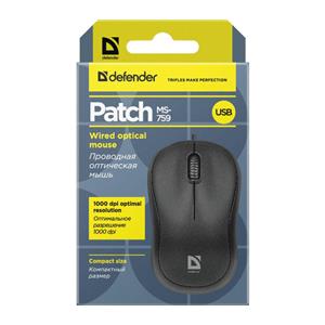 Defender MOUSE PATCH MS-759 BLACK OPTICAL 1000dpi 3P 5