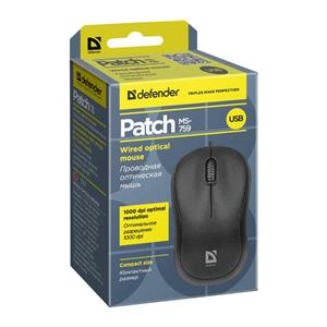 Defender MOUSE PATCH MS-759 BLACK OPTICAL 1000dpi 3P 6