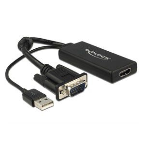 DeLOCK 0.25m VGA+USB2.0-A /HDMI VGA (D-Sub) + USB Black