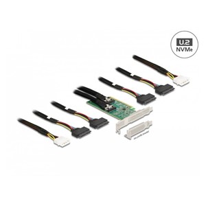 DeLOCK PCI Express 4.0 x16 Card to 4 x SFF-8639 NVMe - Bifurcation - Low Profile Form Factor