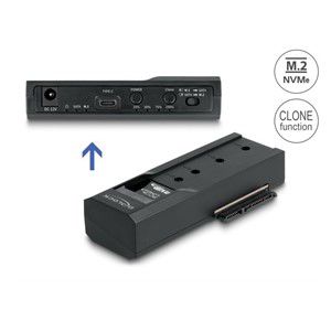DeLOCK USB Type-C Converter for 1 x M.2 NVMe SSD + 1 x SATA SSD /HDD with Clone Function
