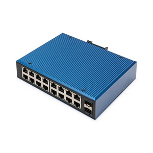 Digitus 16 port Gigabit Ethernet network switch, industrial, unmanaged, 2 SFP uplink