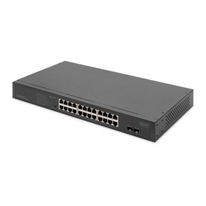 Digitus 24-Port Gigabit Netzwerkswitch, 19 Zoll, unmanaged,2 Uplink Ports, SFP