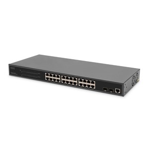 Digitus 24-Port Gigabit PoE Networkswitch,19 Zoll, L2 managed,2 Uplink Ports, SFP, 430 W, af /at