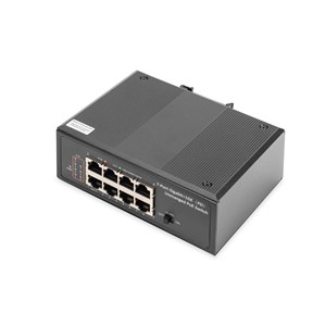 Digitus 7 Port Gigabit Ethernet Netzwerk PoE Switch, Industrial, Unmanaged, 1PD Port