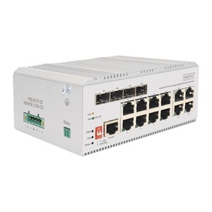 Digitus 8 port Gigabit Ethernet network PoE switch, industrial, L2 managed, 4 SFP uplink