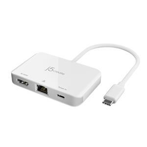 Docking station j5create USB-C to 4K HDMI Ethernet Adapter 1x4K HDMI/1xUSB-C/1xRJ45 Gigabit; colour white JCA351-N 2