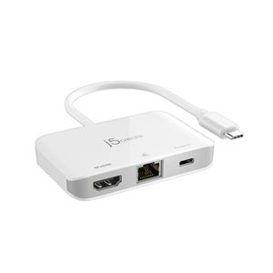 Docking station j5create USB-C to 4K HDMI Ethernet Adapter 1x4K HDMI/1xUSB-C/1xRJ45 Gigabit; colour white JCA351-N 3