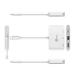 Docking station j5create USB-C to 4K HDMI Ethernet Adapter 1x4K HDMI/1xUSB-C/1xRJ45 Gigabit; colour white JCA351-N 5