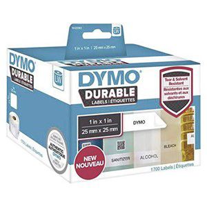 DYMO Authentic LabelWriter Durable Labels | 25mm x 25mm | White Poly | 2 Rolls of 850 (1,700 Self-Adhesive Labels) | High-Performance | For LabelWriter Label Makers