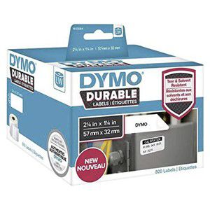 DYMO Authentic LabelWriter Durable Labels | 57mm x 32mm | White Poly | 800 Self-Adhesive Labels | High-Performance | For LabelWriter Label Makers