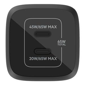 Belkin Wall Charger  2xUSB-C 65W PD 3.0, PPS, black WCH013vfBK 5