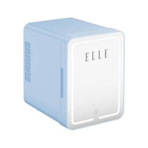 ELLE 4L mini fridge with LED make-up mirror, blue
