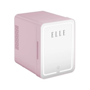 ELLE 4L mini fridge with LED make-up mirror, purple