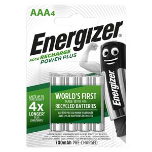 ENERGIZER BATTERY Accu Recharge Power Plus 700 mAh AAA HR3 /4 Rechargeable, 4 pieces