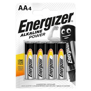 ENERGIZER BATTERY ALKALINE POWER AA LR6 BLISTER 4 PIECES